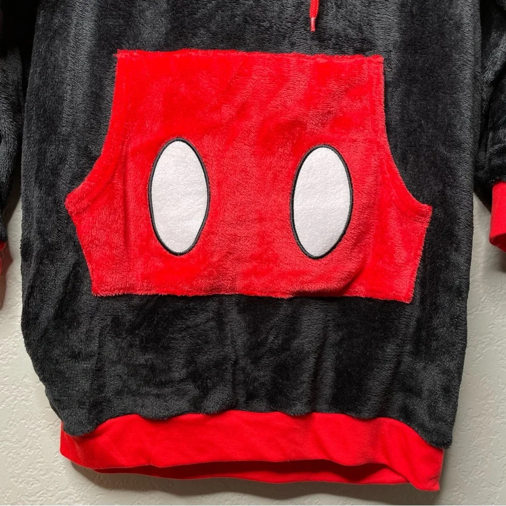 NWT Disney Women's Mickey Mouse Sleep Lounger Black and Red Fleece Hoodie - Picture 7 of 15